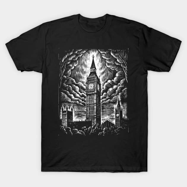 Big Ben art in linear style T-Shirt by Khrystyna27